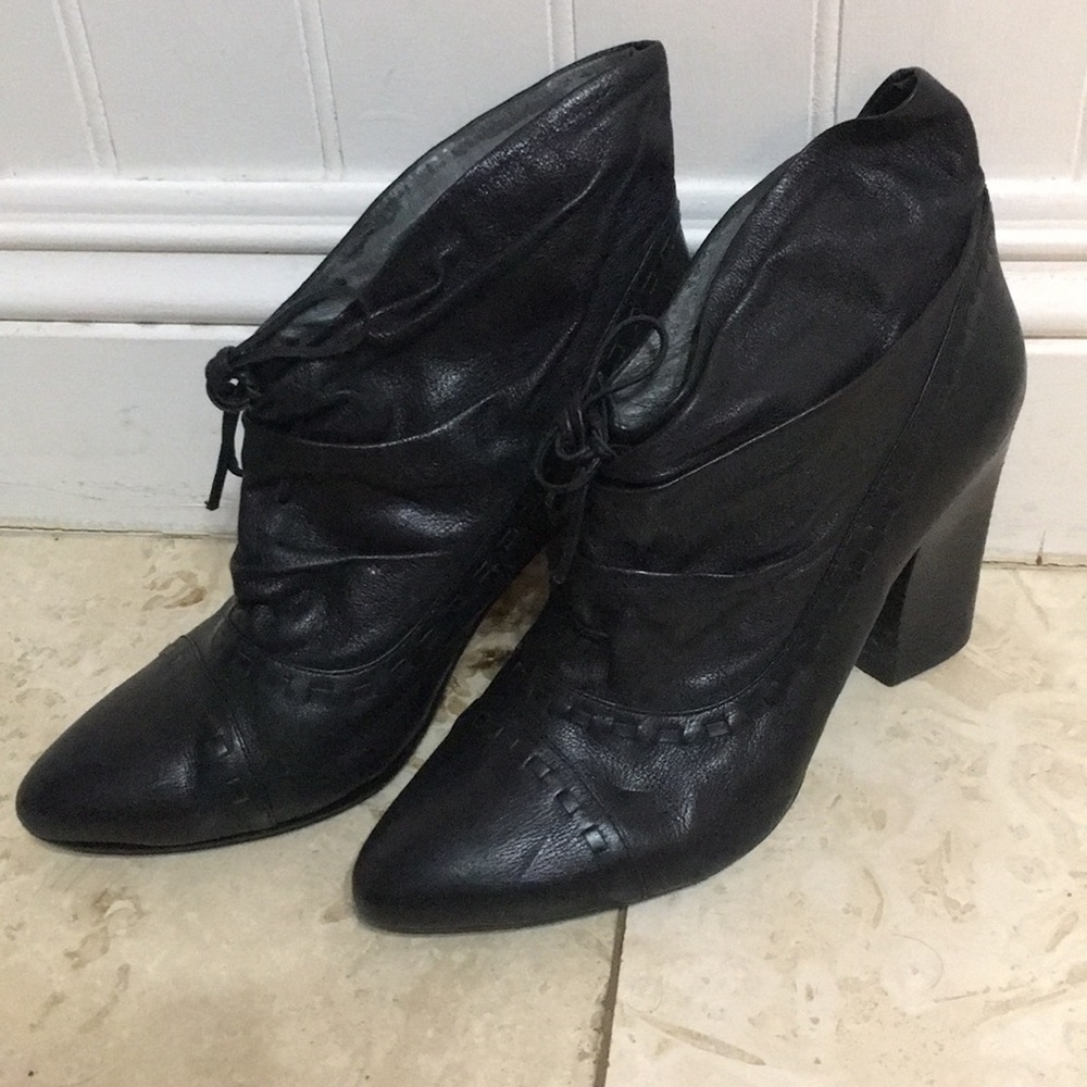 Black leather ankle boots